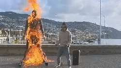 Man sets Cristiano Ronaldo statue on fire while filming himself outside CR7 Museum